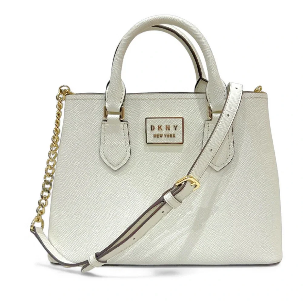 DKNY Ivory Leather Bianca Medium Satchel Bag